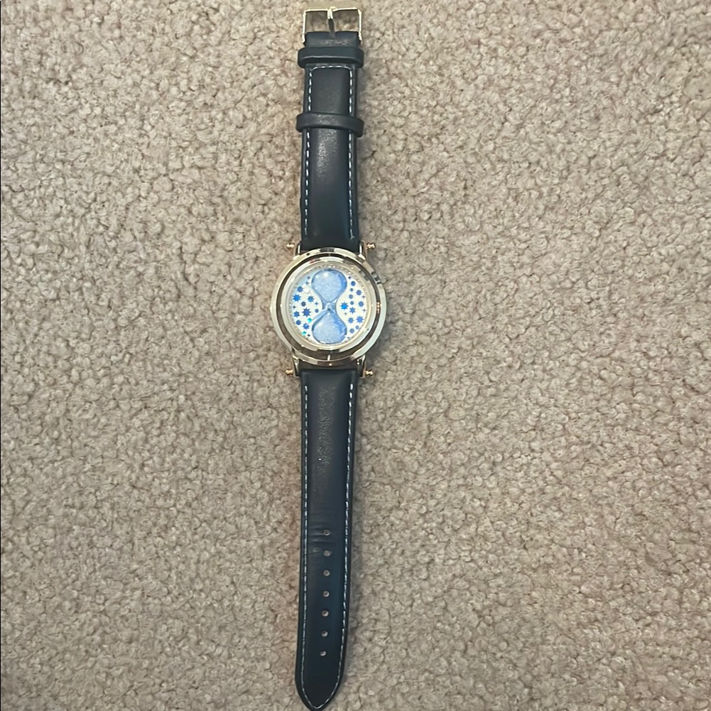 Gold And Black Leather Strap Watch
